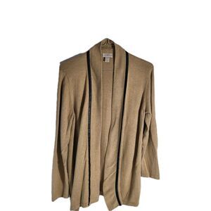 Loft Camel Black Open Front  Cardigan Sweater Size XL